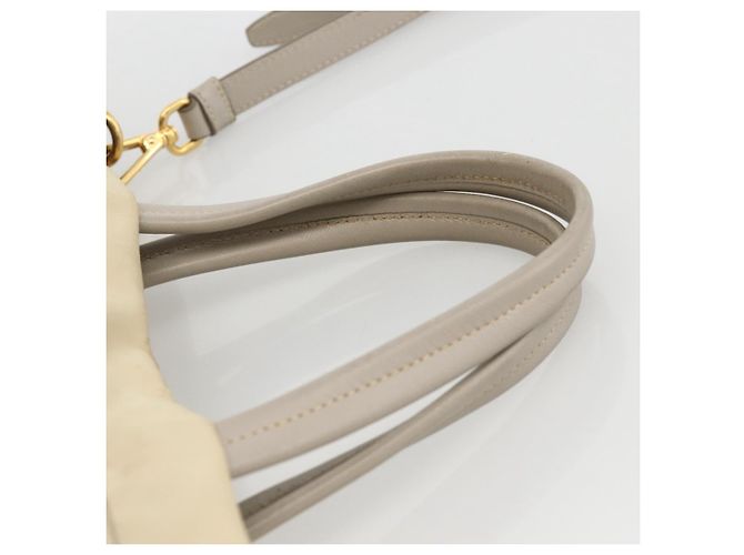 PRADA Borsa a Mano Nylon 2way Beige Oro Auth INZ076A D'oro - vista 8