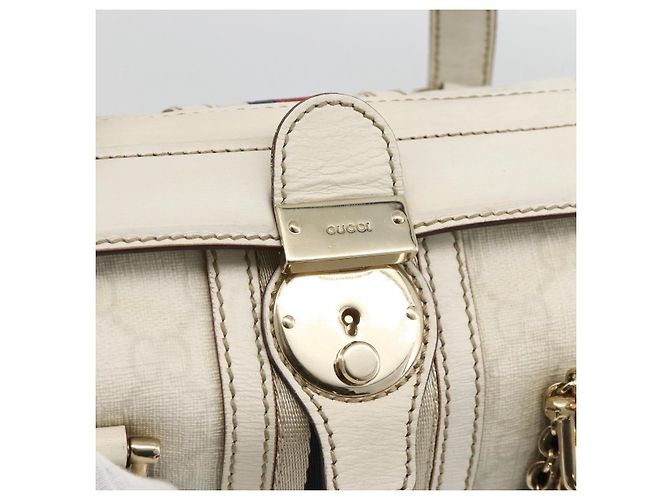 Gucci Borsa a mano Ophidia Sherry Line GG Supreme in PVC bianco e oro 153028 Auth YKZ923 D'oro - vista 16