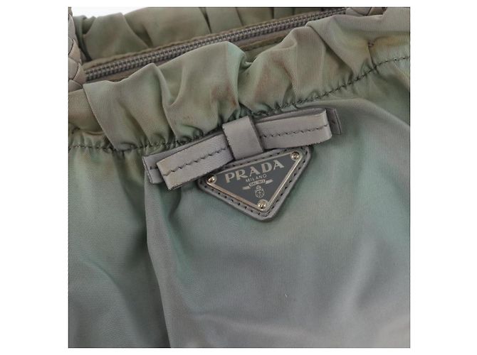 PRADA Borsa a Mano Nylon 2 in 1 Verde Argento Auth YKZ274 - vista 17