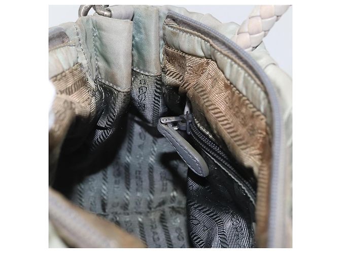 PRADA Borsa a Mano Nylon 2 in 1 Verde Argento Auth YKZ274 - vista 22