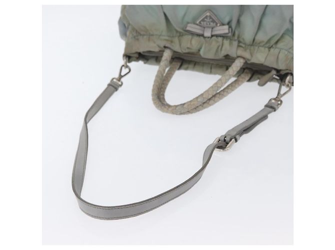 PRADA Borsa a Mano Nylon 2 in 1 Verde Argento Auth YKZ274 - vista 9