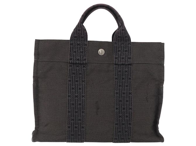 Hermès HERMES Handtasche Her Line Canvas Grau Auth YKZ1002 Braun - Ansicht 2