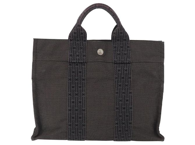 Hermès HERMES Handtasche Her Line Canvas Grau Auth YKZ1002 Braun - Ansicht 3