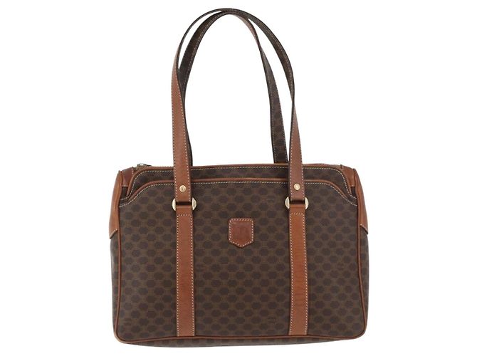 Céline Borsa a mano in tela Macadam CELINE in pelle PVC marrone oro Auth ka3666 D'oro - vista 2