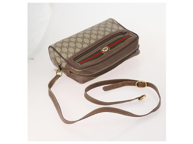 Bolso de Hombro GG Canvas Gucci PVC 5 Set Negro Beige Auth 174402 - vista 4