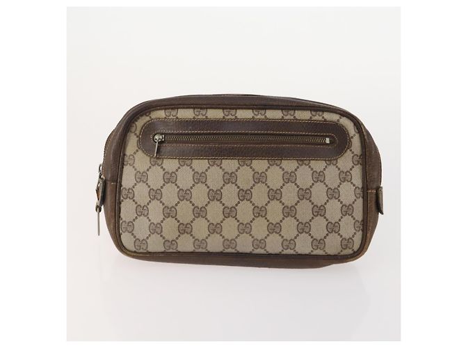 Bolso de Hombro GG Canvas Gucci PVC 5 Set Negro Beige Auth 174402 - vista 8