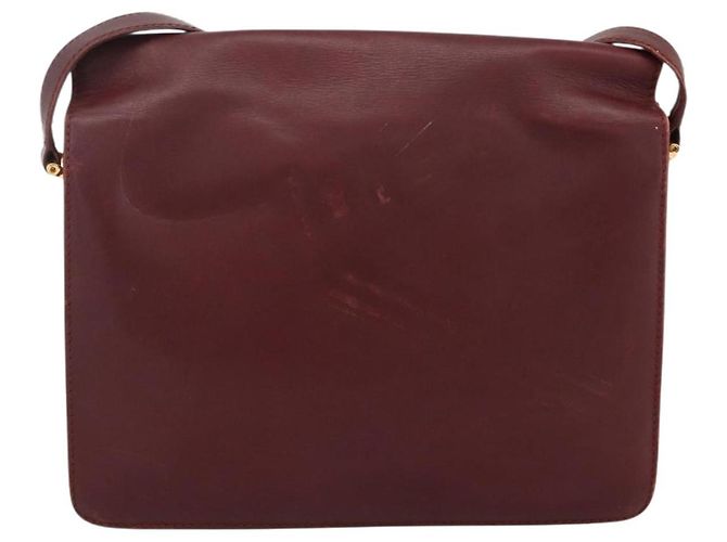 Borsa a Spalla CARTIER in Pelle 2 Set Bordeaux Beige Auth 164635 Bordò - vista 3