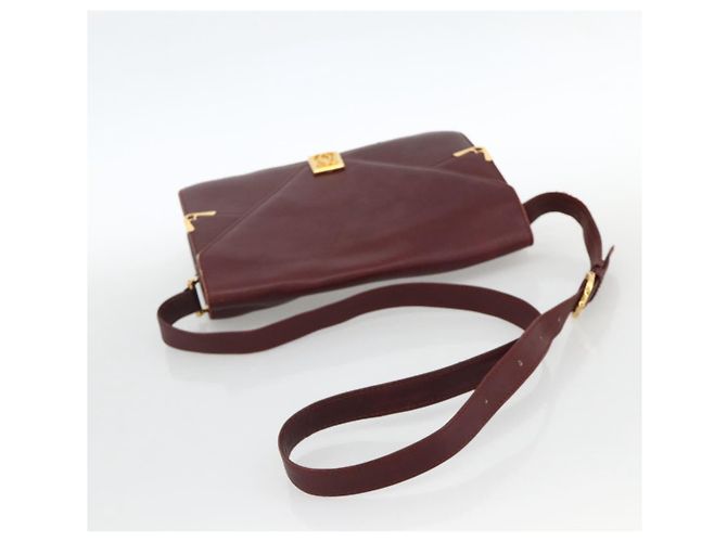 Borsa a Spalla CARTIER in Pelle 2 Set Bordeaux Beige Auth 164635 Bordò - vista 5