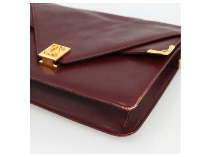 Borsa a Spalla CARTIER in Pelle 2 Set Bordeaux Beige Auth 164635 Bordò - vista 7