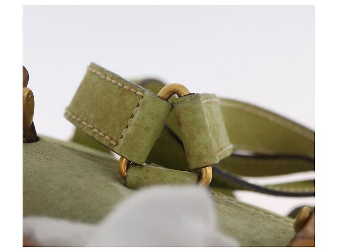 Bamboo Zaino in Bambù GUCCI Camoscio Verde Oro 003 2058 0030 Auth AMZ374 D'oro - vista 10