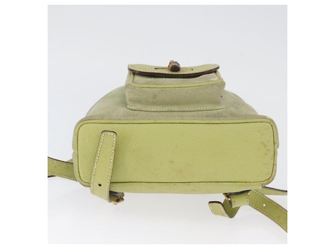 Bamboo Zaino in Bambù GUCCI Camoscio Verde Oro 003 2058 0030 Auth AMZ374 D'oro - vista 13
