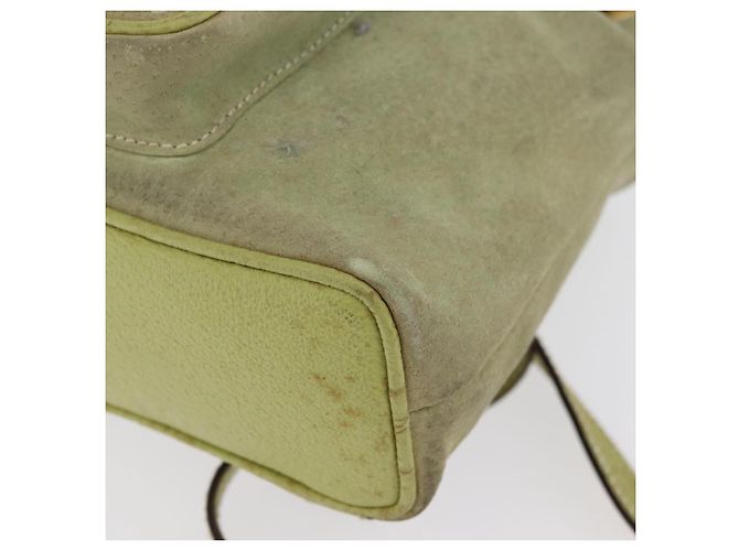 Bamboo Zaino in Bambù GUCCI Camoscio Verde Oro 003 2058 0030 Auth AMZ374 D'oro - vista 15