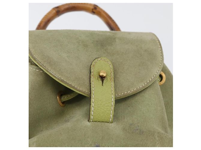Bamboo Zaino in Bambù GUCCI Camoscio Verde Oro 003 2058 0030 Auth AMZ374 D'oro - vista 19
