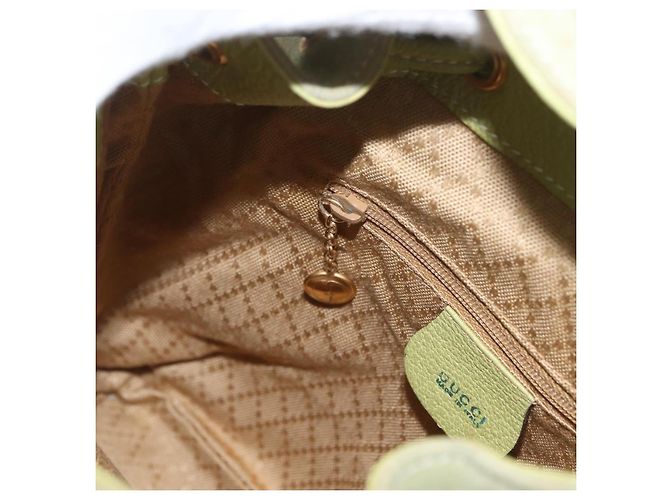 Bamboo Zaino in Bambù GUCCI Camoscio Verde Oro 003 2058 0030 Auth AMZ374 D'oro - vista 25