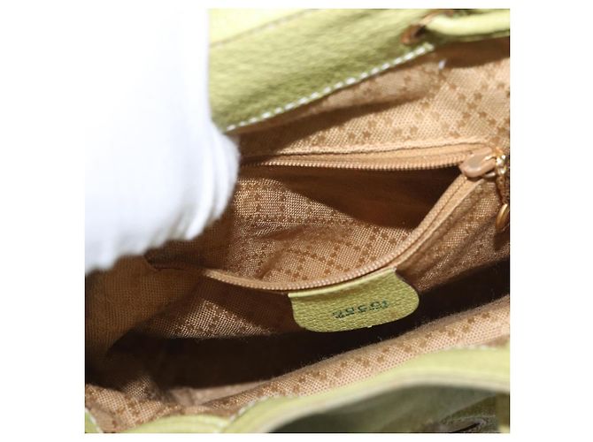Bamboo Zaino in Bambù GUCCI Camoscio Verde Oro 003 2058 0030 Auth AMZ374 D'oro - vista 26