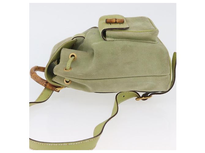 Bamboo Zaino in Bambù GUCCI Camoscio Verde Oro 003 2058 0030 Auth AMZ374 D'oro - vista 5