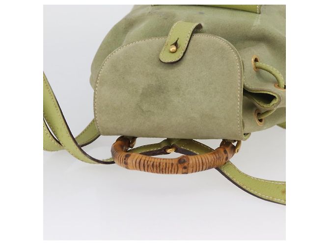 Bamboo Zaino in Bambù GUCCI Camoscio Verde Oro 003 2058 0030 Auth AMZ374 D'oro - vista 6