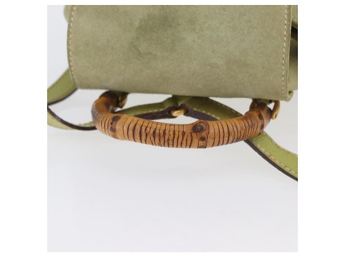 Bamboo Zaino in Bambù GUCCI Camoscio Verde Oro 003 2058 0030 Auth AMZ374 D'oro - vista 7