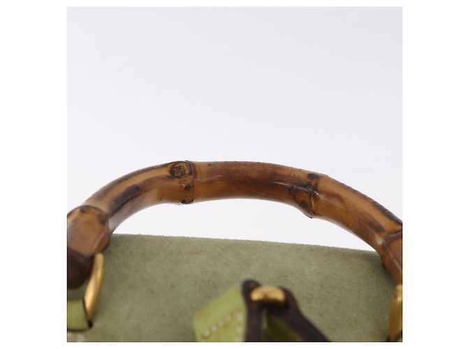 Bamboo Zaino in Bambù GUCCI Camoscio Verde Oro 003 2058 0030 Auth AMZ374 D'oro - vista 8