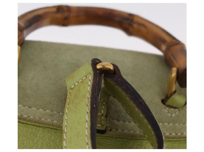 Bamboo Zaino in Bambù GUCCI Camoscio Verde Oro 003 2058 0030 Auth AMZ374 D'oro - vista 9