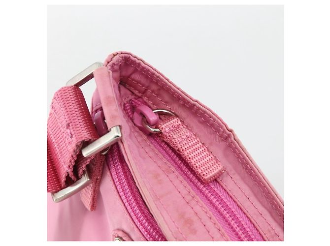 Borsa a Spalla PRADA Nylon Rosa Argento Auth YKZ1090 - vista 16