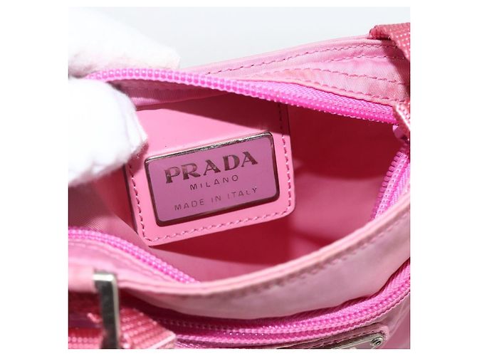 Borsa a Spalla PRADA Nylon Rosa Argento Auth YKZ1090 - vista 17