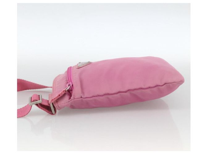 Borsa a Spalla PRADA Nylon Rosa Argento Auth YKZ1090 - vista 4