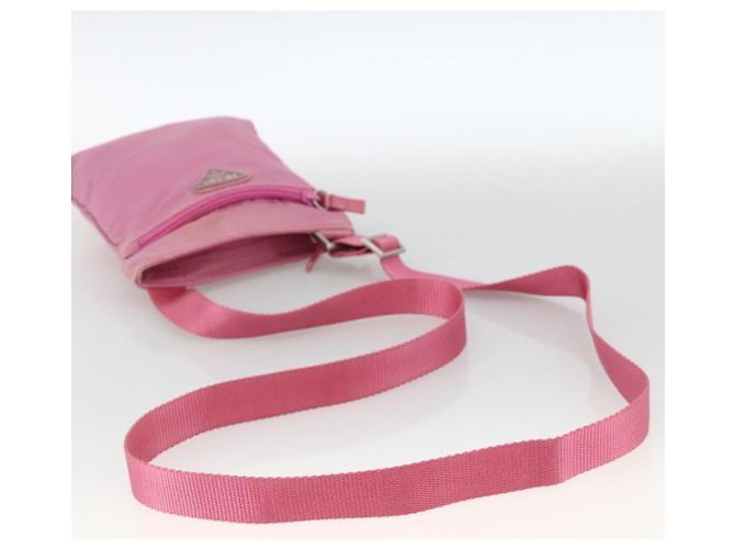 Borsa a Spalla PRADA Nylon Rosa Argento Auth YKZ1090 - vista 7