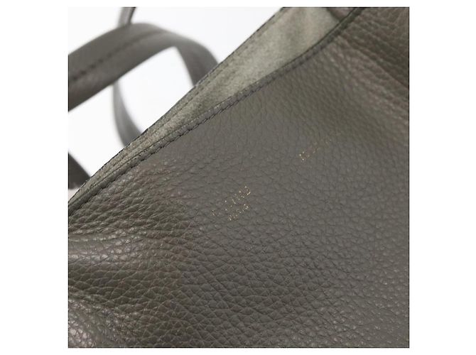 Céline Bolso Tote Cabas Phantom de cuero gris plateado de CELINE Auth hk3679 Castaño Plata - vista 14