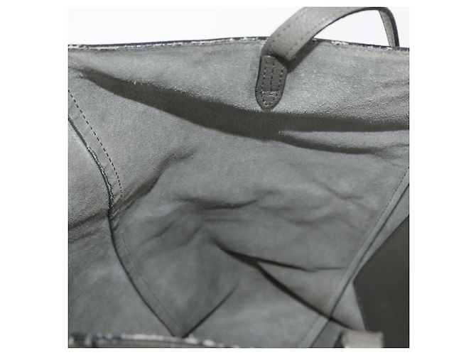 Céline Bolso Tote Cabas Phantom de cuero gris plateado de CELINE Auth hk3679 Castaño Plata - vista 18