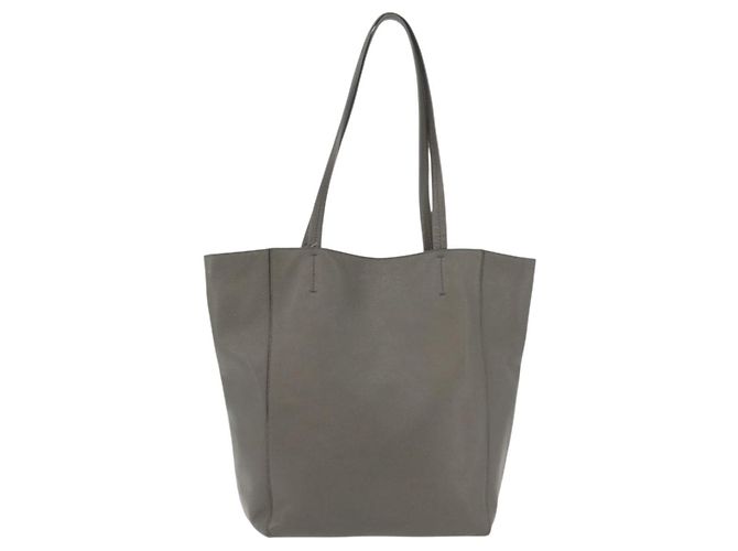 Céline Bolso Tote Cabas Phantom de cuero gris plateado de CELINE Auth hk3679 Castaño Plata - vista 2