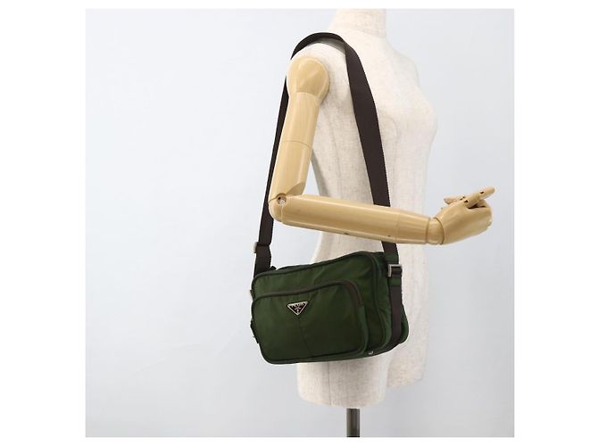 Borsa a Spalla PRADA in Nylon Verde Argento Auth BA11940 - vista 25