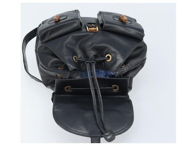 Zaino in Pelle Gucci Bamboo Nero Oro 003 2058 0016 Auth gh2009 - vista 18