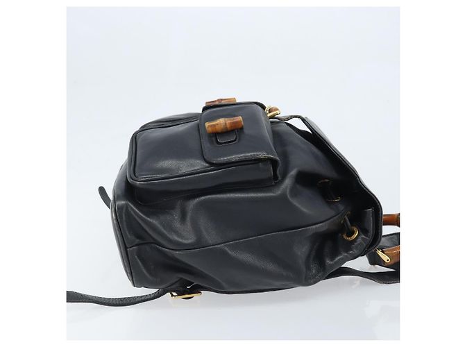 Zaino in Pelle Gucci Bamboo Nero Oro 003 2058 0016 Auth gh2009 - vista 4