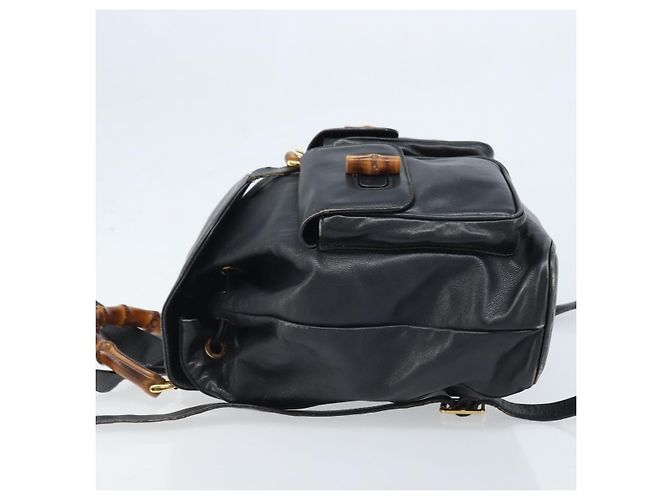 Zaino in Pelle Gucci Bamboo Nero Oro 003 2058 0016 Auth gh2009 - vista 5