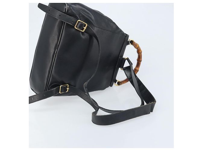 Zaino in Pelle Gucci Bamboo Nero Oro 003 2058 0016 Auth gh2009 - vista 9