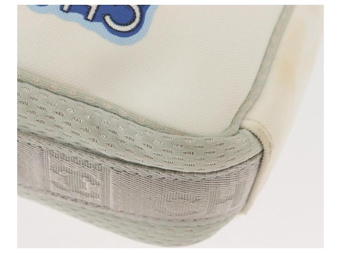 CHANEL Borsa a Spalla Camelia Sport in Nylon Bianco Argento CC Auth bs34278 - vista 10