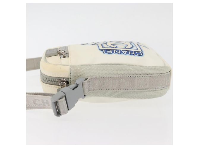 CHANEL Borsa a Spalla Camelia Sport in Nylon Bianco Argento CC Auth bs34278 - vista 5