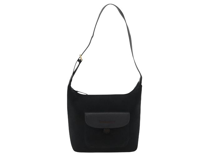 Borsa a Spalla Burberrys in Pelle Scamosciata Nera e Oro Auth bs34378 Nero D'oro - vista 2