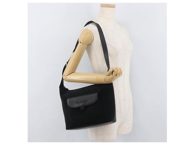 Borsa a Spalla Burberrys in Pelle Scamosciata Nera e Oro Auth bs34378 Nero D'oro - vista 21