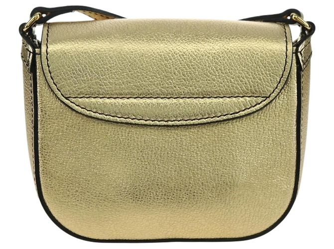 BURBERRY Schultertasche aus Leder Gold Auth INZ018A Golden - Ansicht 3