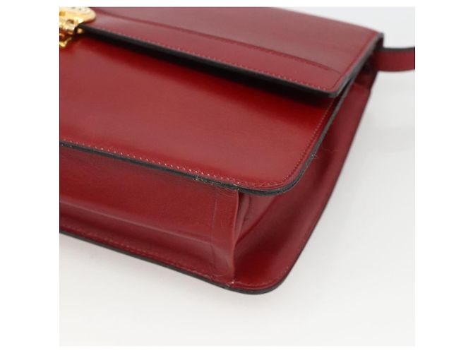 Bolsa de Ombro Christian Dior em Couro Vermelho Dourado Auth BAZ634 - vista 10