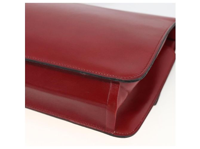 Bolsa de Ombro Christian Dior em Couro Vermelho Dourado Auth BAZ634 - vista 12