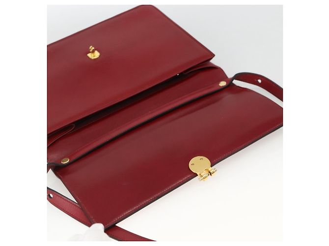 Bolsa de Ombro Christian Dior em Couro Vermelho Dourado Auth BAZ634 - vista 14