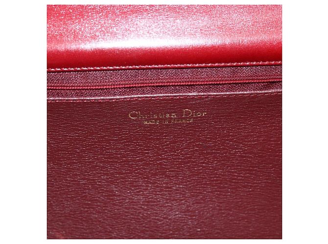 Bolsa de Ombro Christian Dior em Couro Vermelho Dourado Auth BAZ634 - vista 15