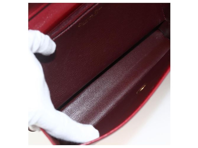 Bolsa de Ombro Christian Dior em Couro Vermelho Dourado Auth BAZ634 - vista 16