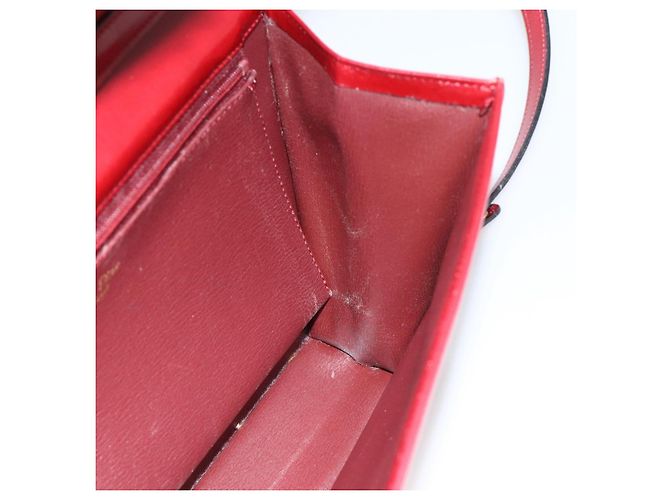 Bolsa de Ombro Christian Dior em Couro Vermelho Dourado Auth BAZ634 - vista 17