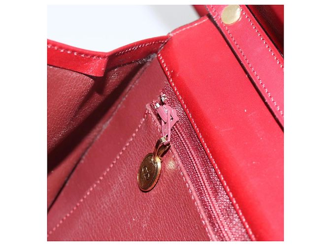 Bolsa de Ombro Christian Dior em Couro Vermelho Dourado Auth BAZ634 - vista 19