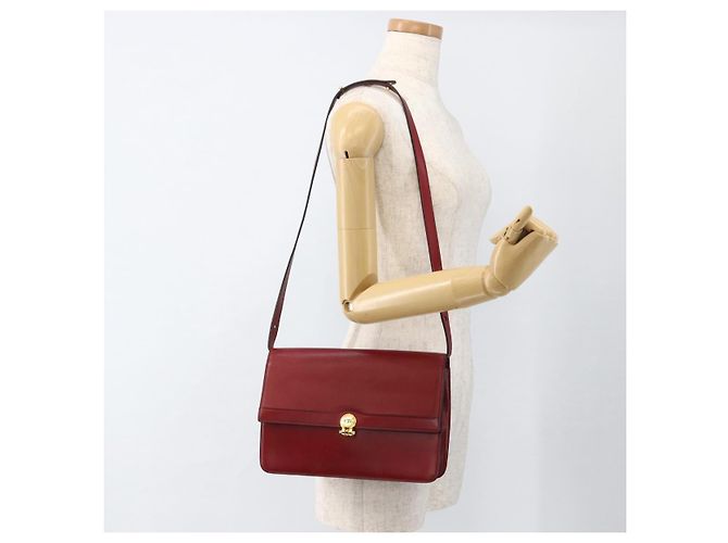 Bolsa de Ombro Christian Dior em Couro Vermelho Dourado Auth BAZ634 - vista 21