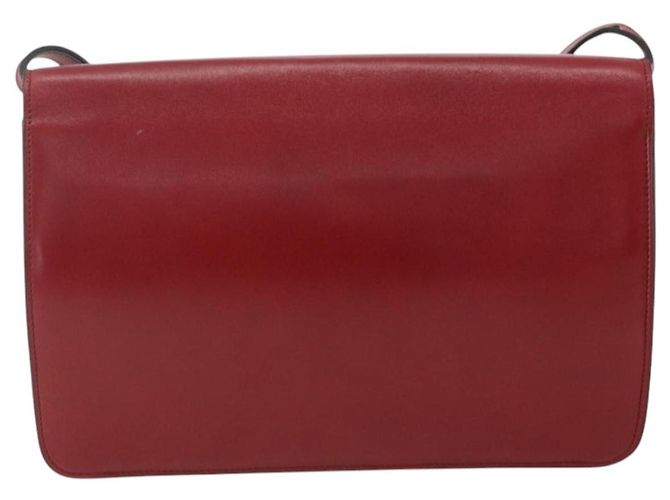 Bolsa de Ombro Christian Dior em Couro Vermelho Dourado Auth BAZ634 - vista 3